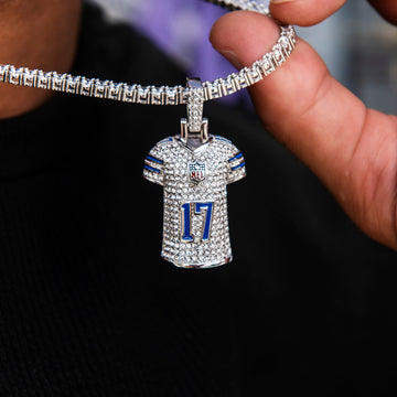 Dallas Cowboys Brandon Aubrey Jersey Pendant in White Gold