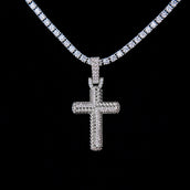 Iced Rope Mix Cross Pendant in White Gold