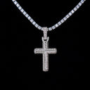 Colgante Cruz de Cuerda Helada con Mezcla de Oro Blanco
