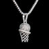 Colgante de aro de baloncesto helado en oro blanco
