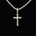 Iced Flat Crucifix Cross Pendant in Yellow Gold