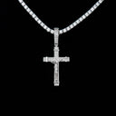 Colgante de cruz crucifijo plana helada en oro blanco