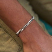 Pulsera Cubana Miami de Oro Blanco - 5mm