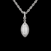 Football Clip On Pendant in White Gold