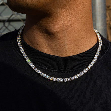 Luxury Tennis Necklace 5mm 56cm GOLD 金 Diamond Tennis Chain in Yellow Gold- 5mm- The GLD Shop