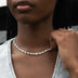 Mixed Diamond Pave Necklace in White Gold