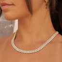 Cadena Cubana de Oro Amarillo con Diamantes Engastados de 8.5 MM