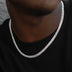 Men's 6MM Micro Diamond Prong Moissanite Cuban Chain Necklace in White Gold Vermeil