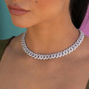 Diamond Prong Link Choker in White Gold - 12mm