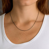 Figaro Chain Necklace in Black - 2mm