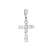 Men's Moissanite Diamond Cross Pendant in White Gold Vermeil