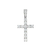 Moissanite Diamond Cross Pendant in Sterling Silver