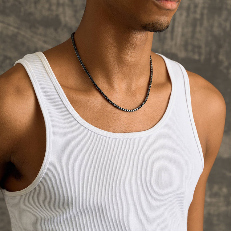 Black Diamond Tennis Chain in Black - 3mm- The GLD Shop