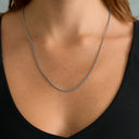 Micro Box Necklace in White Gold - 1.5mm