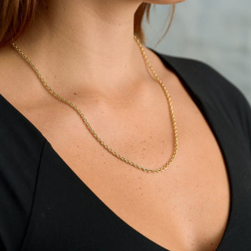 Micro Box Necklace in Yellow Gold - 1.5mm