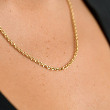 Micro Box Necklace in Yellow Gold - 3mm