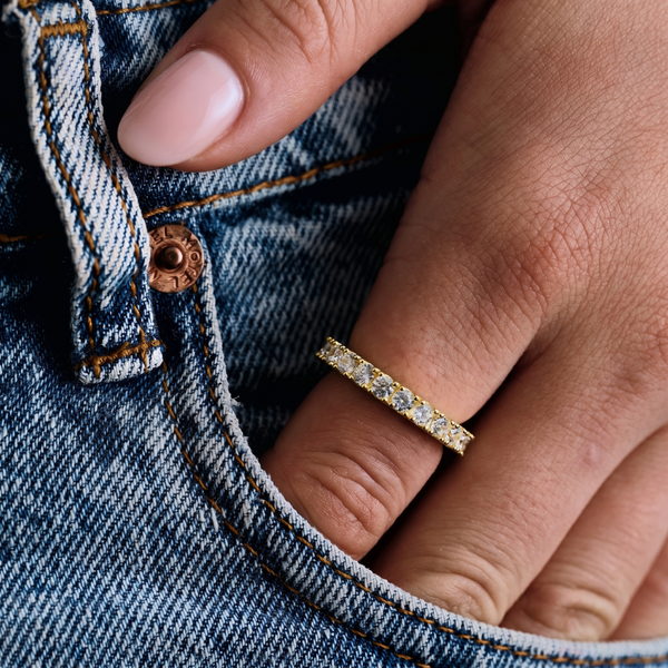 3mm Eternity Band Ring in Yellow Gold Vermeil