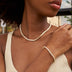 Conjunto de collar de tenis y pulsera de diamantes en oro amarillo - 3mm