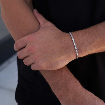 Diamond Tennis Chain + Bracelet Bundle in White Gold- 3mm