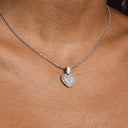 Colgante de corazón helado de oro blanco macizo - Diamantes VS