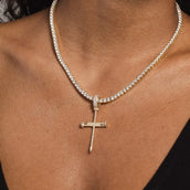Solid Gold Nail Cross Pendant-VS Diamonds