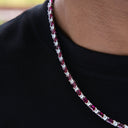 Ruby Baguette Tennis Chain in White Gold - 4MM