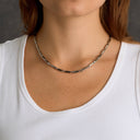 Collar de cadena de eslabones tipo barra de oro blanco - 4 mm