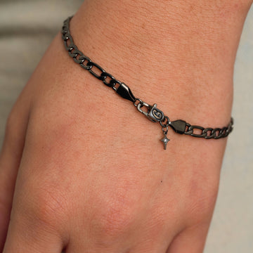Figaro Chain Bracelet in Black - 4mm