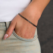 Figaro Chain Bracelet in Black - 4mm