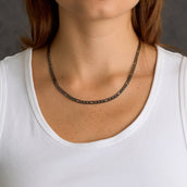 Figaro Chain Necklace in Black - 4mm