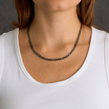 Figaro Chain Necklace in Black - 4mm