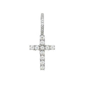 Moissanite Diamond Cross Micro Pendant in Sterling Silver