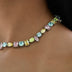 Floating Pastel Multicolor Stone Necklace in White Gold