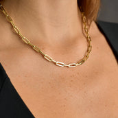 Paper Clip Chain Necklace in Yellow Gold - 5mm