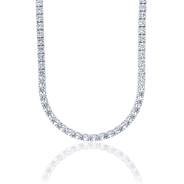 Women's Moissanite Diamond Tennis Necklace in White Gold Vermeil - 5mm