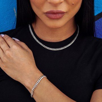 Miami Cuban Necklace + Bracelet Bundle in White Gold - 5mm