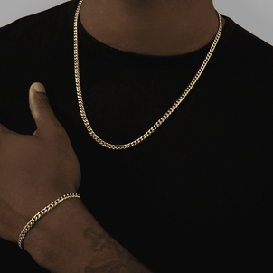 5mm Cuban Chain + Bracelet Bundle - Yellow Gold