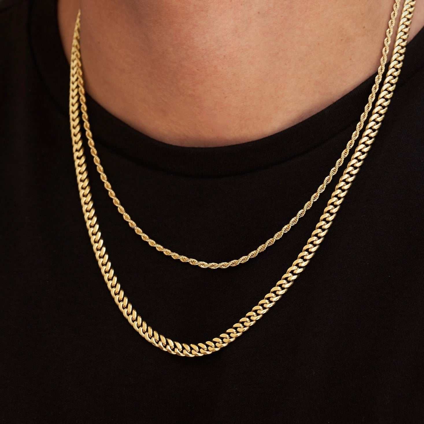 5mm Miami Cuban Chain + 2mm Rope Chain Bundle – The GLD Shop