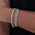 Paquete de pulseras de oro blanco: Cuban Link de diamante de 12 mm + tenis de 5 mm