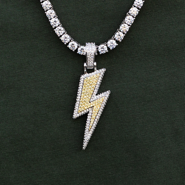 14k White Vermeil Iced Bolt