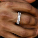 Anillo Baguette de Vermeil de Oro Blanco