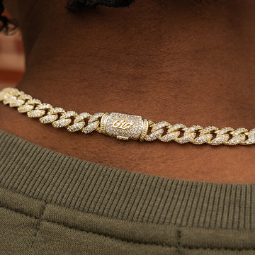 Cadena Cubana de Diamantes en Oro Amarillo - 8.5mm