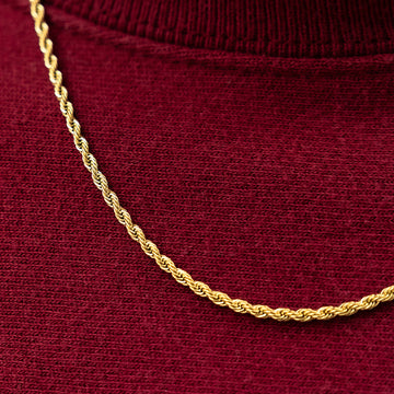 Cadena de Cuerda en Oro Amarillo - 2mm