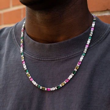 Multicolor Mixed Oval Cut Tennis Chain- 5mm