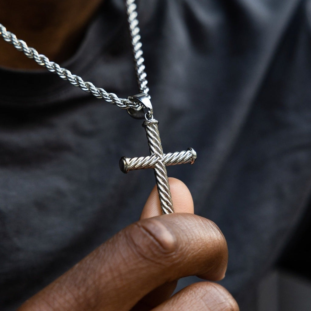 Real 14k Gold Rope Chain With Crucifix Cross Pendant Necklace All