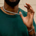Set de cadena y pulsera cubanas Miami de oro blanco - 8 mm