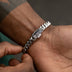 Set de cadena y pulsera cubanas Miami de oro blanco - 8 mm