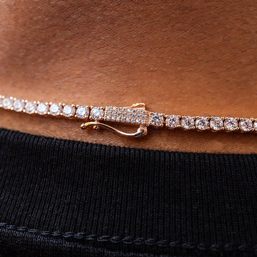 Collar tenis de diamantes en oro rosa - 3mm