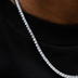 Round Cut Tennis Necklace in White Gold - 3mm
