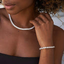 Diamond Tennis Necklace + Bracelet Bundle in White Gold- 5mm